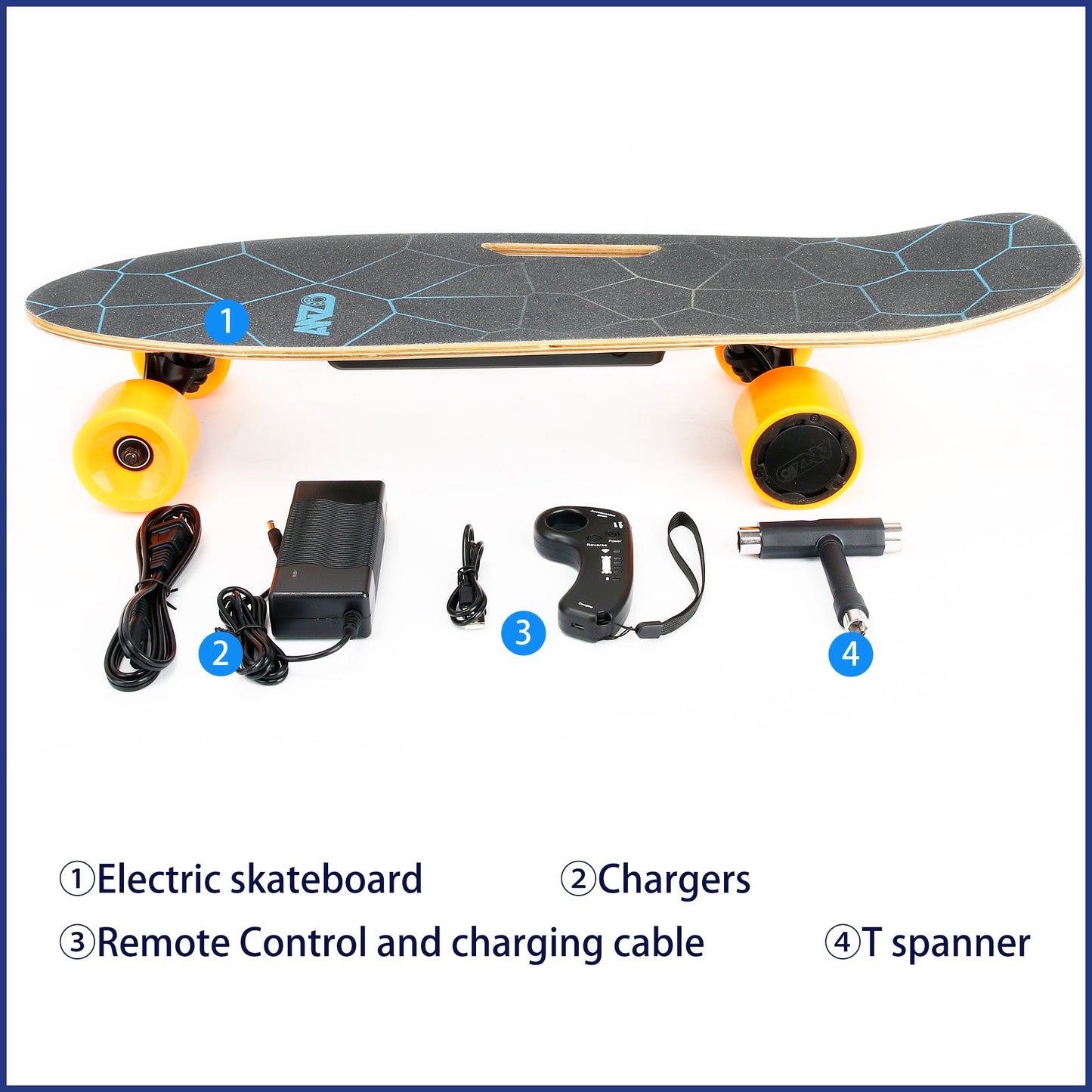 Small Electric Skateboard Adults Cross Country Skateboard with Remote Control