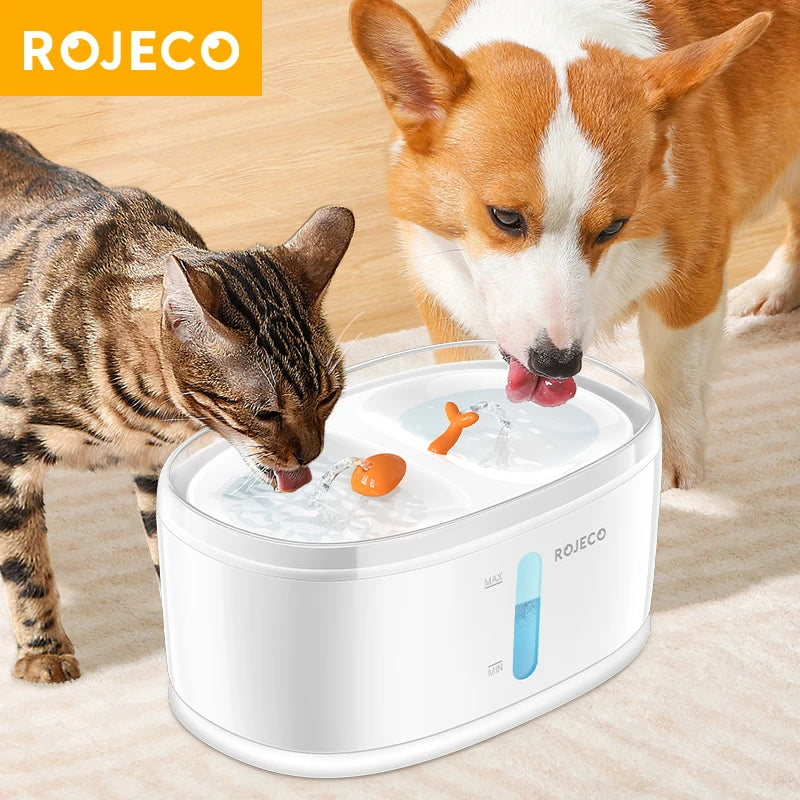 Automatic Pet Water Fountain Dual Bowls Cat Water Dispenser