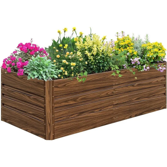 Raised Garden Bed 8x4x1FT Outdoor Large Metal Planter - Your Best Outdoor Shop