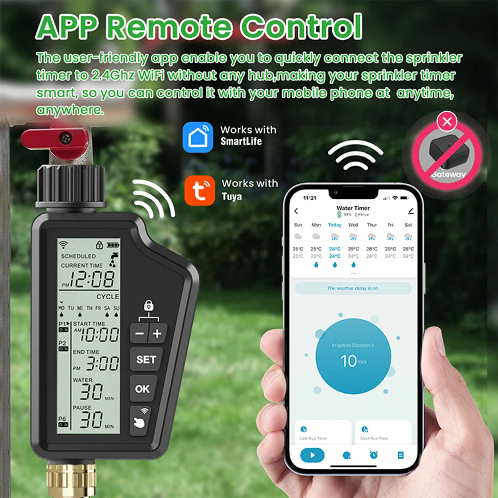 WiFi Automatic Water Timer Rain Delay Hose Faucet Timer Automatic Irrigation