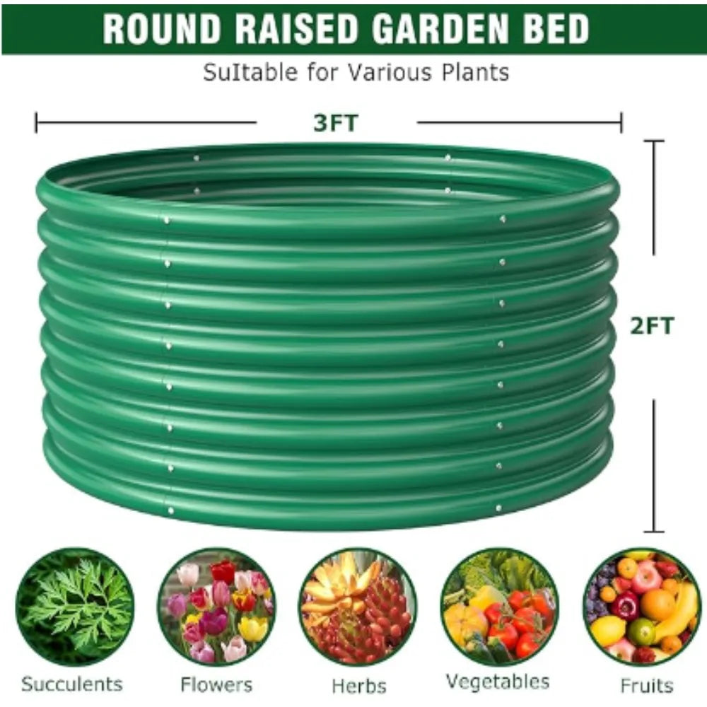 2-Pack 3FT(D) X2FT(H) Round Galvanized Raised Garden Bed - Your Best Outdoor Shop