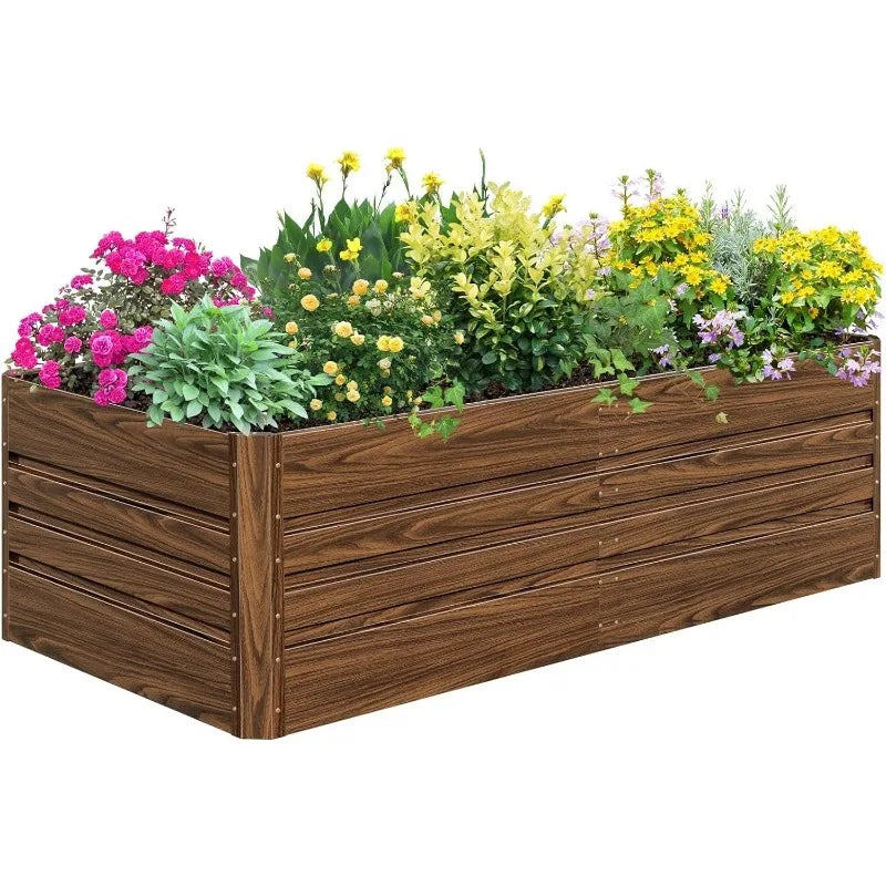 Raised Garden Bed 8x4x1FT Outdoor Large Metal Planter - Your Best Outdoor Shop