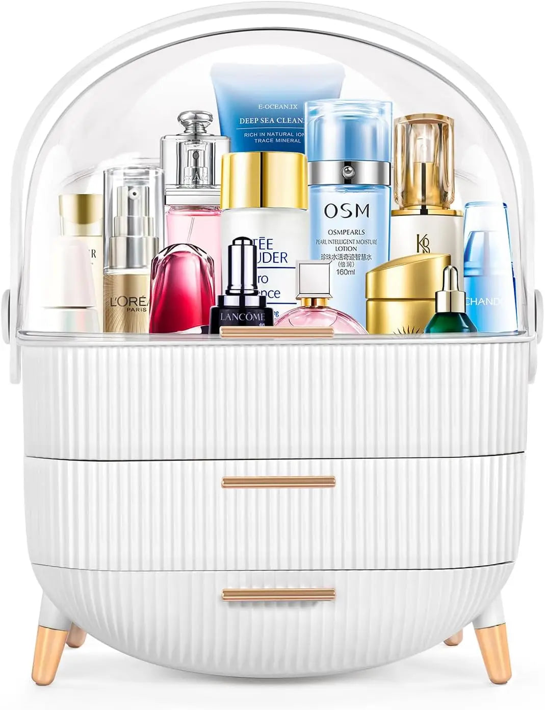 Makeup organizer for vanity Skincarekin care product jewelry storage box.(WHITE) - Your Best Outdoor Shop