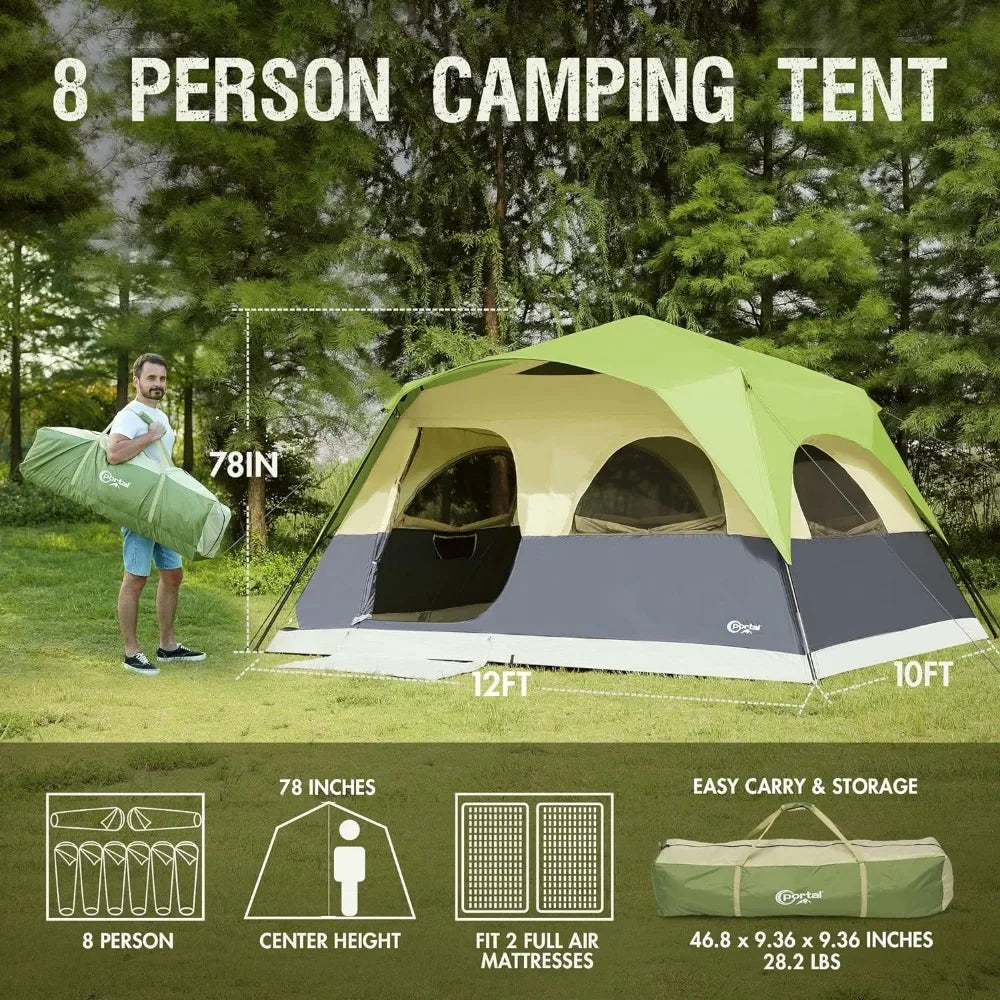 8 person instant tent camping, large waterproof family tent