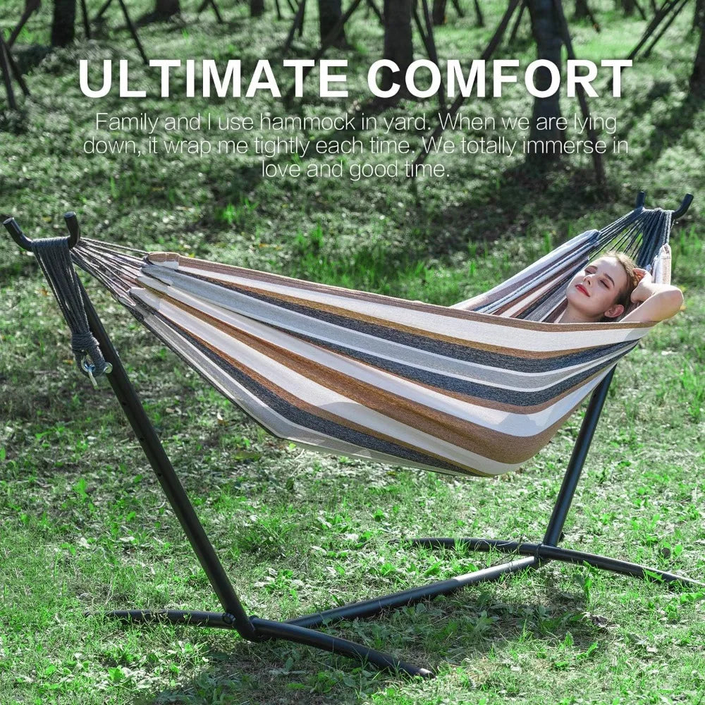 Double Hammock with 2 Person Heavy Duty Outside Garden Yard - Your Best Outdoor Shop