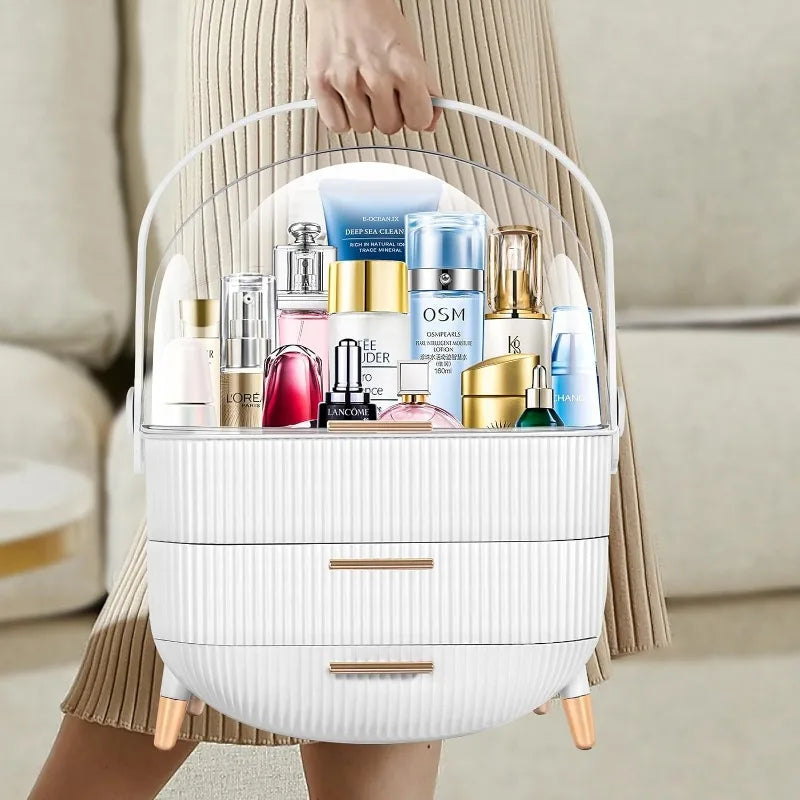 Makeup organizer for vanity Skincarekin care product jewelry storage box.(WHITE) - Your Best Outdoor Shop