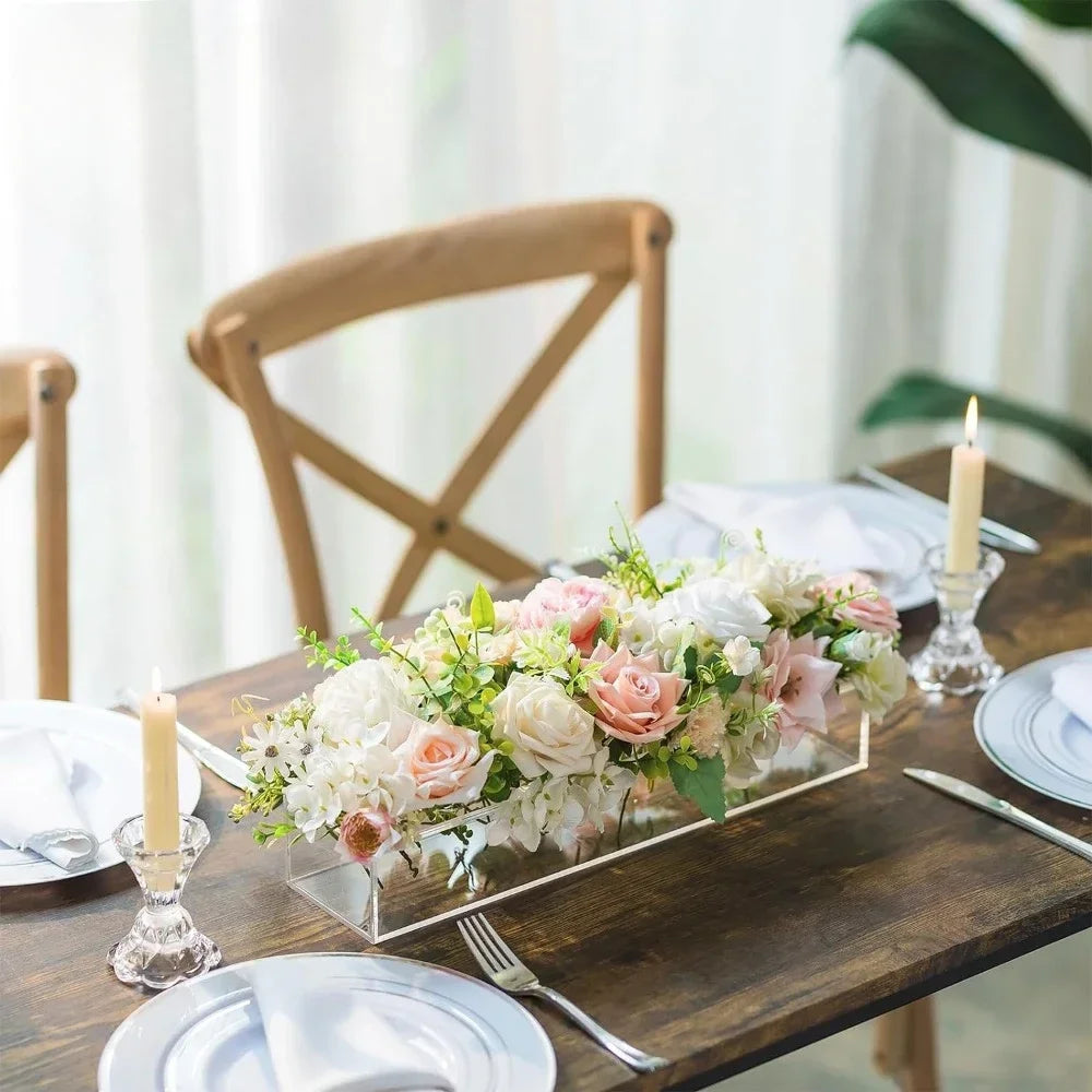 Rectangular Acrylic Vases for Centerpieces Desk Decoration