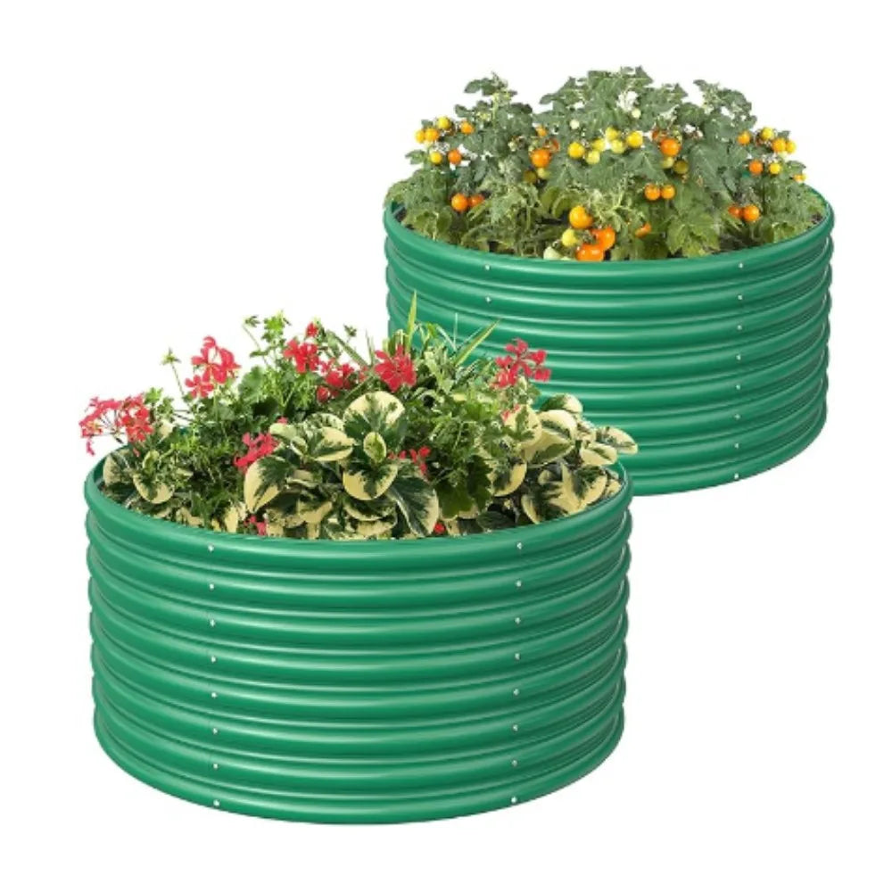 2-Pack 3FT(D) X2FT(H) Round Galvanized Raised Garden Bed - Your Best Outdoor Shop