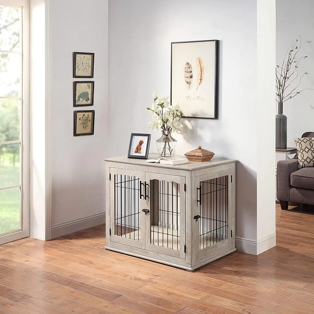 Furniture Style Dog Crate End Table Double Doors